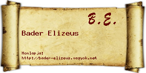 Bader Elizeus névjegykártya